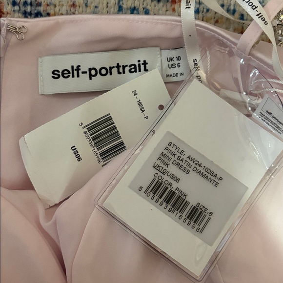 Self-Portrait Pink Satin Diamanté Mini Dress SZ US 6 NWT - Picture 7 of 9